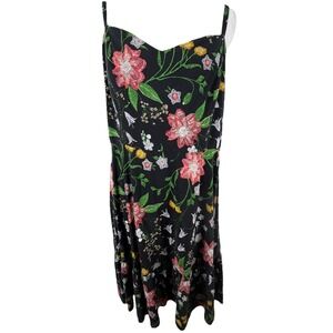 Womens Dark Cottagecore Floral Tiered Mini‎ SunDress Sz XL Strappy Boho Folkart